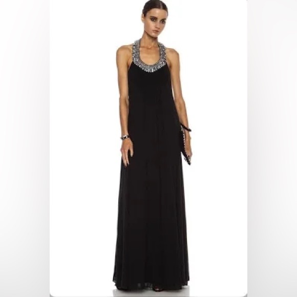 NWT Diane Von Furstenberg Silk Chiffon Formal Gown Dress Black Tie Wedding - Picture 4 of 12